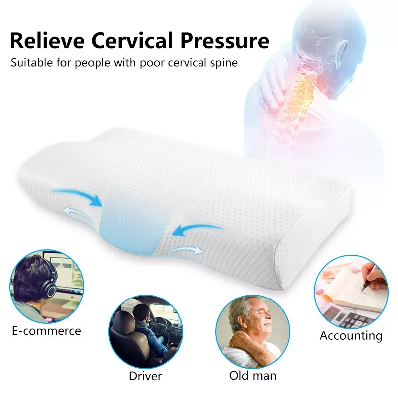 

50CM Memory Foam Pillow Orthopedic Butterfly Shaped Neck Protection Soft Pillows Health Care Slow Rebound Neck Pillows For Adult