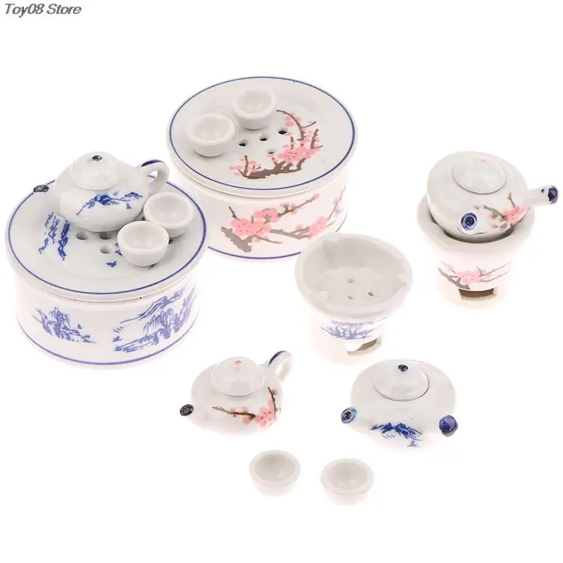 

1 Набор миниатюрный керамический чайный набор для кукольного домика чайная чашка чайник для моря ветрозащитная печь детская игрушка для ролевых игр аксессуары для кукольного домика