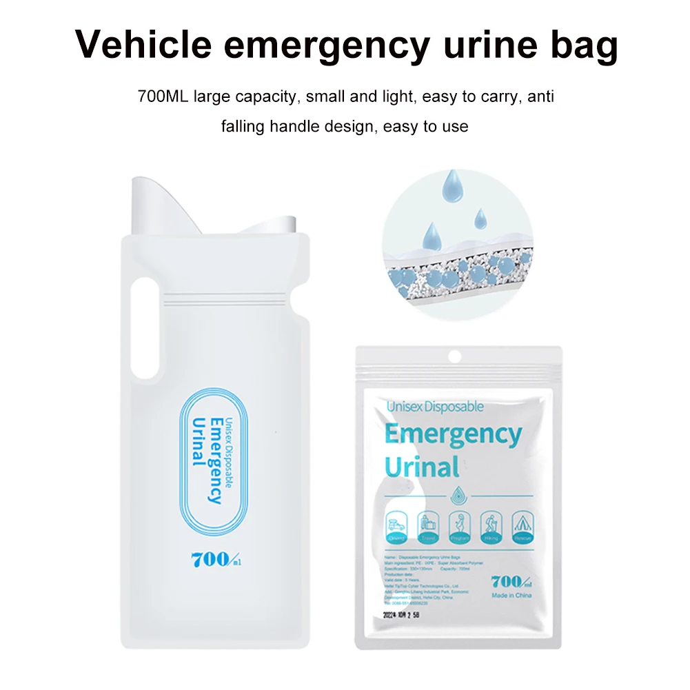 

4pcs 700ml Disposable Urinal Toilet Bag Unisex Leak-proof Car Toilet Urine Bag for Men Women Kids for Travel Traffic Jam Camping