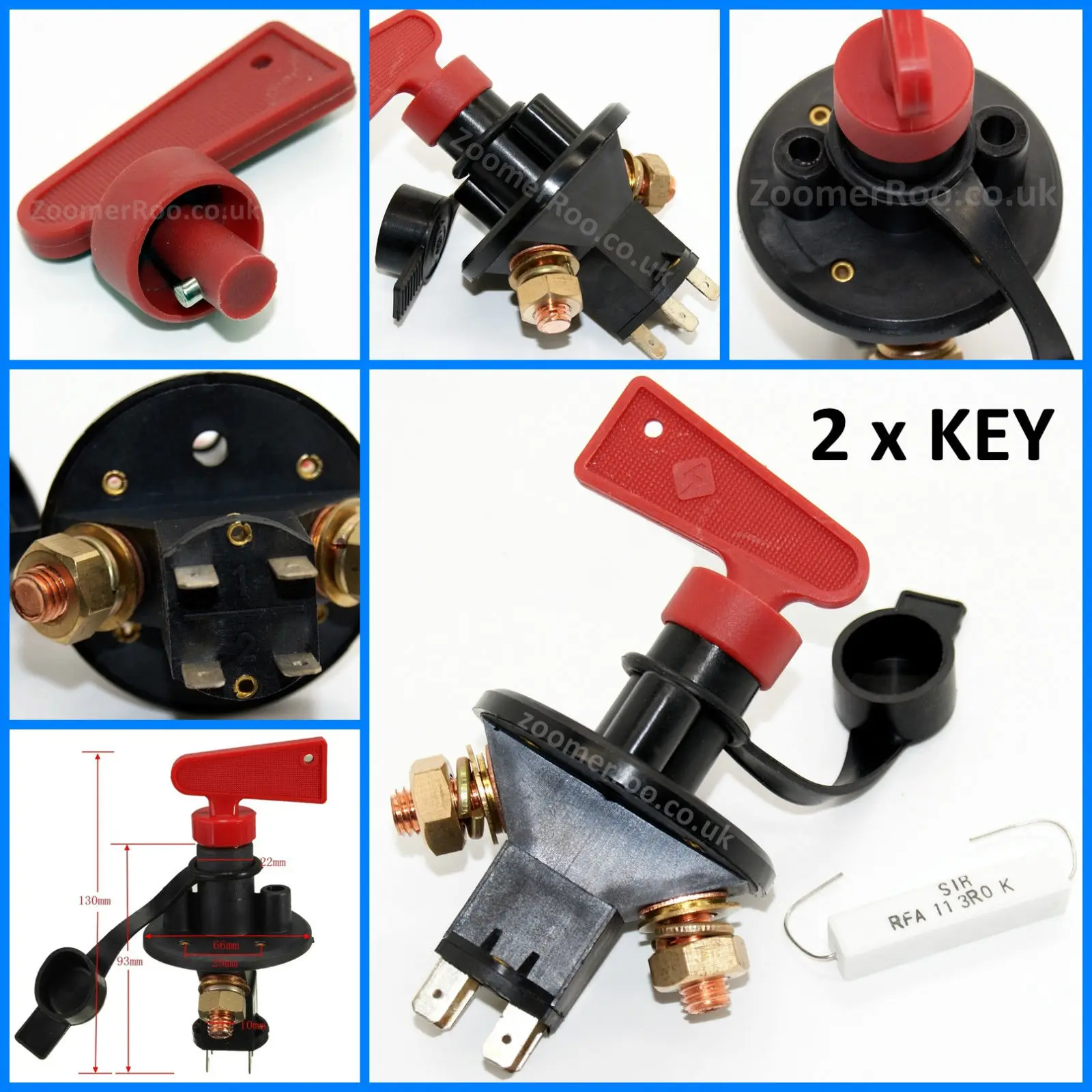 

300A 12V Red Key Cut Off Kill Battery Switch Main Vehicle Modified Isolator Disconnector for Auto Car Truck Boat