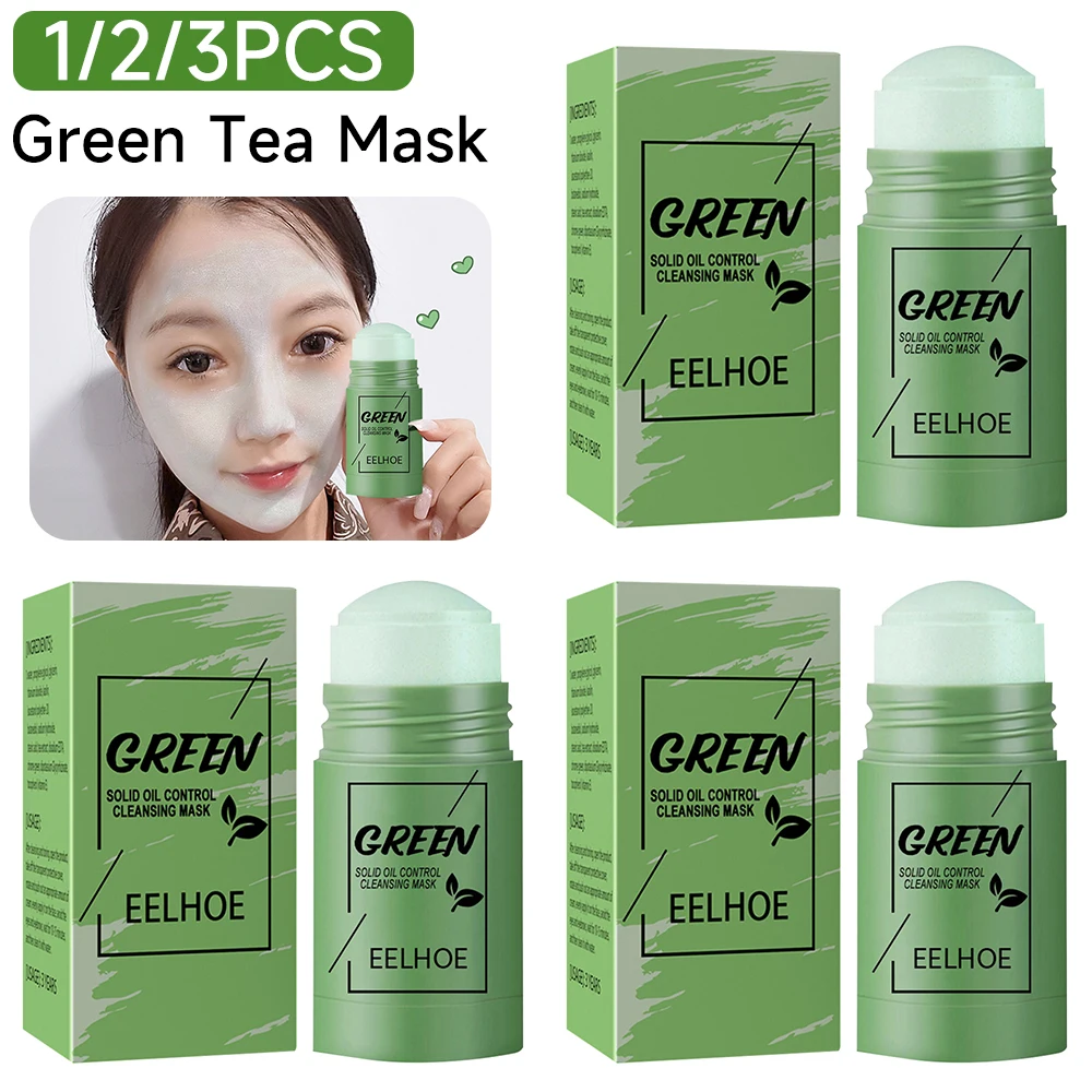 

1/2/3pcs Green Tea Masks Stick Moisturizing Acne Removal Mud Mask Solid Oil Control Shrinking Pores Mask Skin Care for Women Men