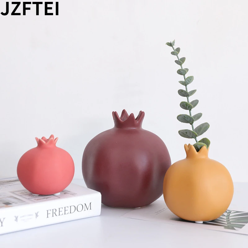 

Creative Beautiful Pomegranate Vases Ceramic Decor Fruit Ornaments Small Table Vase Filling Modern Home Room Decor Aesthetic New