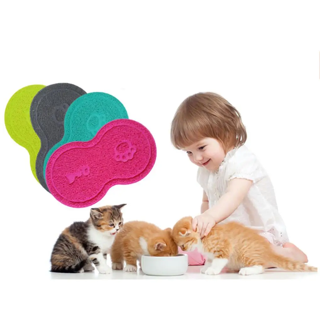 

Cat Feeding Pads Anti-Slip Feet Mat Pet Dish Bowl Food Water Placemat PVC Pad Litter Carpet Blanket