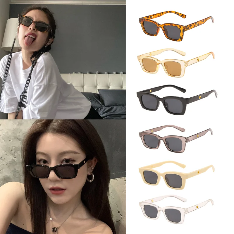 

2022 New Fashion Sun Glasses Rectangle Sunglasses UV400 Small Retro Shades Eyewear Summer Vintage