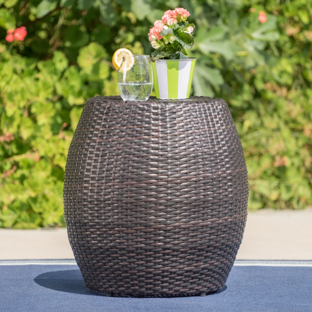 

Outdoor Wicker 14 Inch Side Table, Multibrown