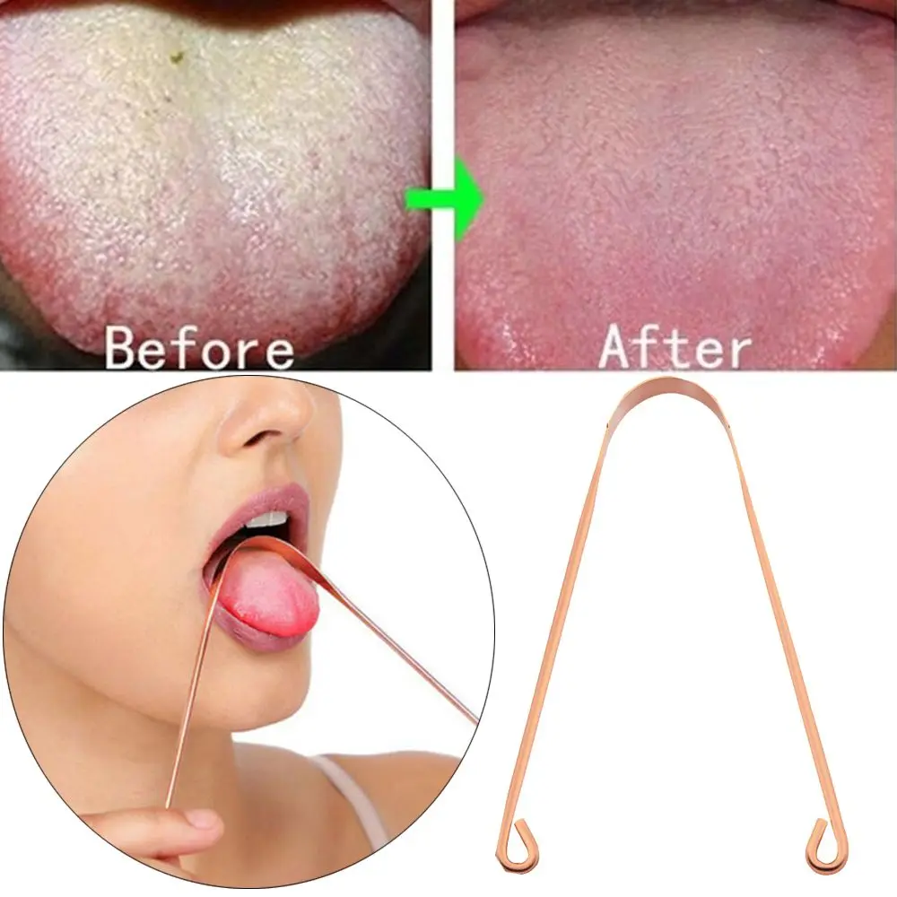 

Health Tool Toothbrushes Fresh Breath Dental Cleaning Stainless Steel Copper Tongue Scraper Cleaner Oral Hygiene