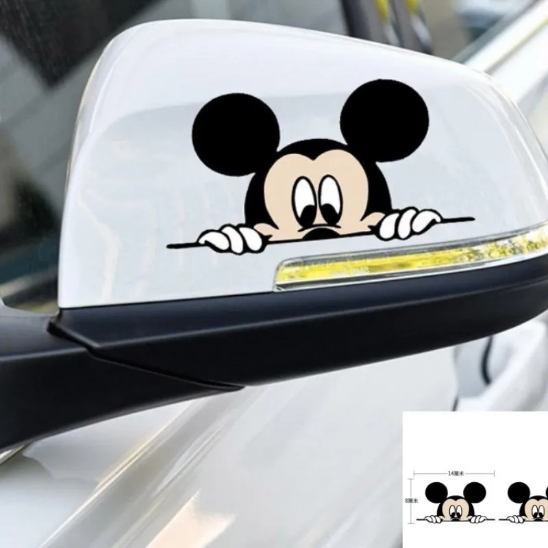 

Disney Mickey Mouse Wall Stickers Cartoon Minnie Car Sticker Cute View Mirror Sticker Luggage Refrigerator Window Decorations