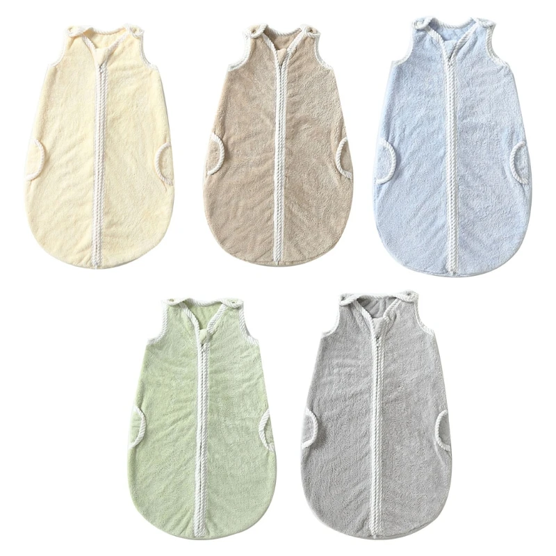 

Newborn Baby Sleepsack Coral Fleece 2-Way Zipper Baby Wearable Blanket Swaddle Breathable Sleeping Bag