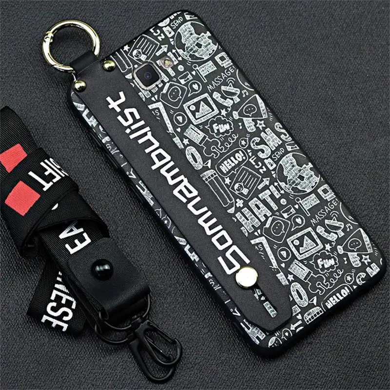 

Fashion Graffiti Style With Ring Stand Lanyard Soft TPU Cover For Samsung Galaxy J3 J4 J5 J6 J7 Plus 2017 2018 J2 Prime Ace Case