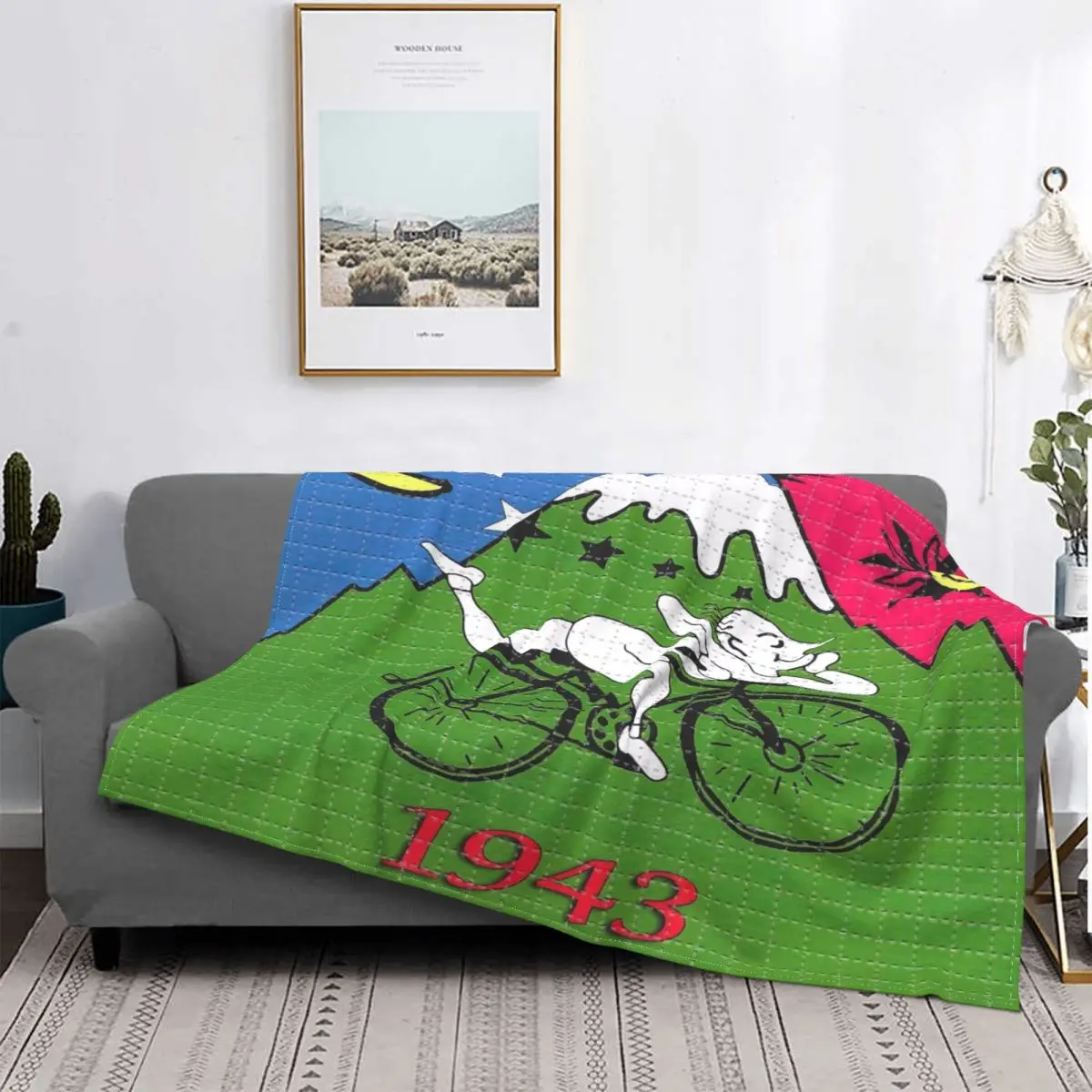 

Ultra-Soft Fleece Albert Hoffman LSD Bicycle Day Throw Blanket Warm Flannel Acid Blotter Party Blankets for Bed Car Sofa Quilt