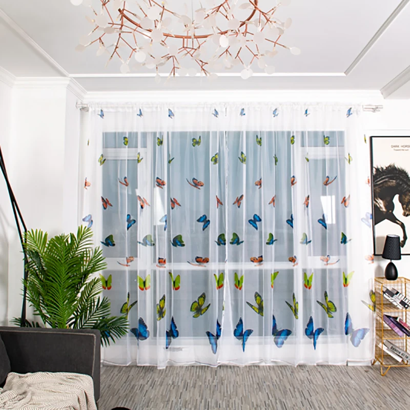 

Modern Curtain For Living Room Butterfly Tulle Window Screens Sheer Voile Door Curtains Drape Panel Or Scarf Assorted Curtain