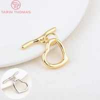33206 sets o15x18mm t25 5mm 24k gold color plated brass heart bracelet o toggle clasps high quality diy jewelry accessories