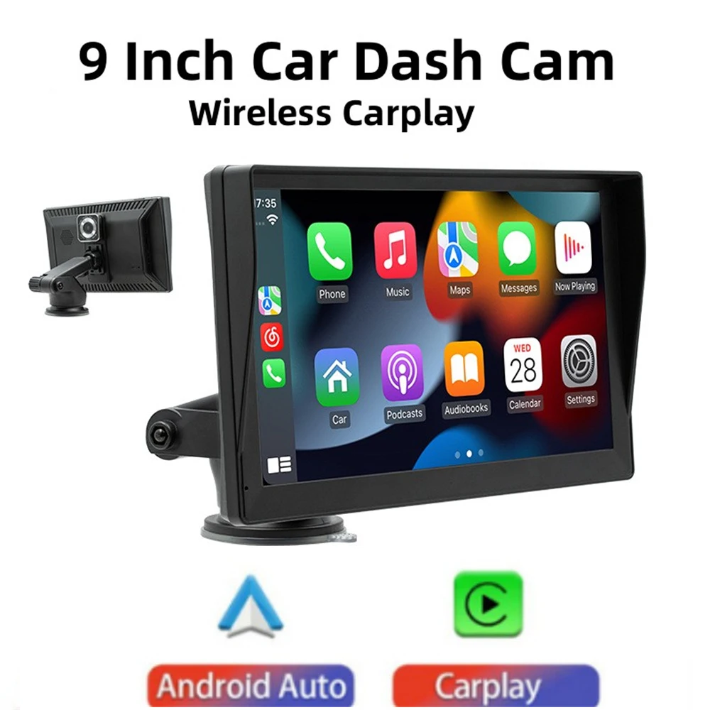 

9 Inch Monitor Portable Touch Screen Car Wireless CarPlay Stereo Radio Dash Cam Car Truck Camera Reversing Bluetooth MP5 Player