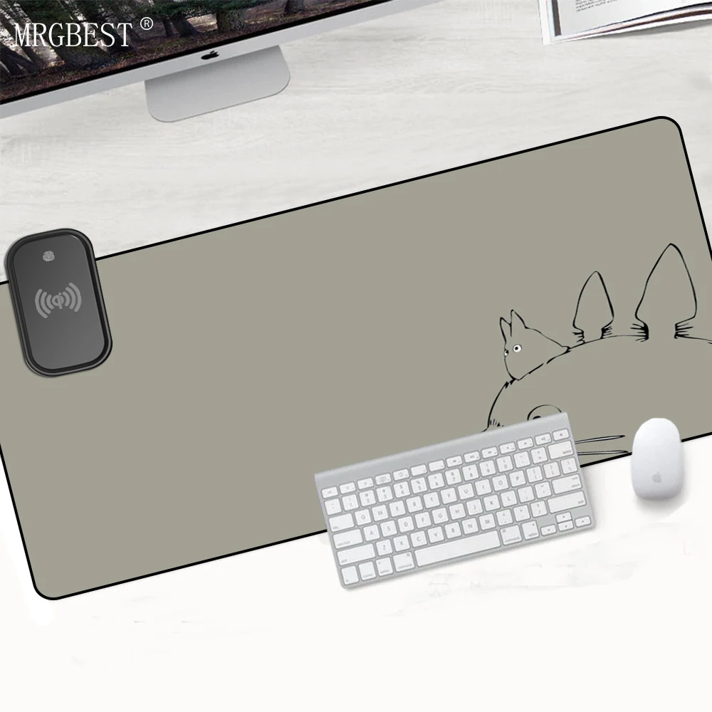 

Totoro Wireless Charging Mouse Pad Cute Table Mat Keyboard Pad Kawaii Hot Pad Gaming Laptops Non-slip Mat Anime Rug Computer