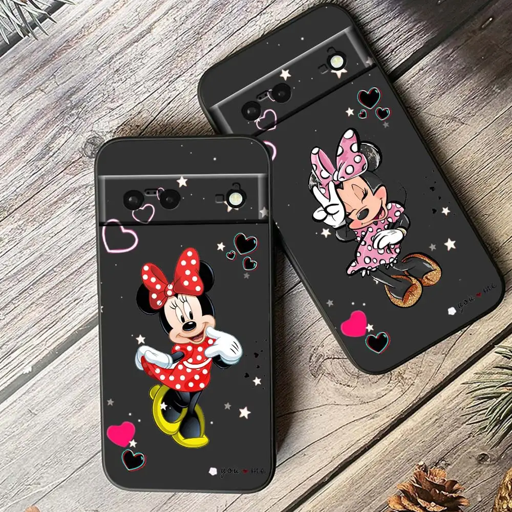 

Mickey Minnie Disney Cute Art Phone Case For Google Pixel 8 7 6 Pro 6A 5A 5 4 4A XL 5G Black Shell Soft TPU Cover Fundas Capa