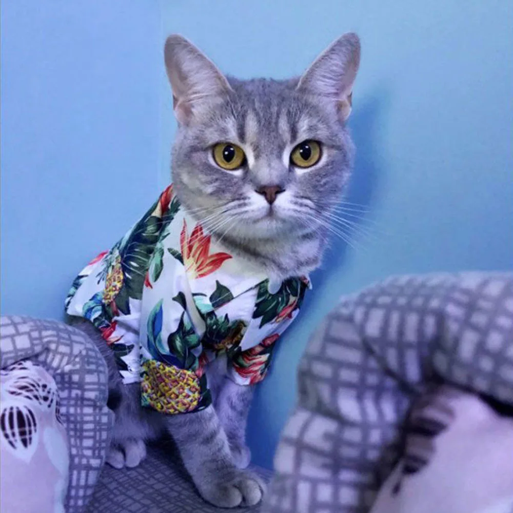 

Pet Summer T-Shirts Hawaii Style Floral Small Dog Cat Shirt Breathable Cool Dog Clothes Beach Puppy Shirt for Small Dogs Kitten