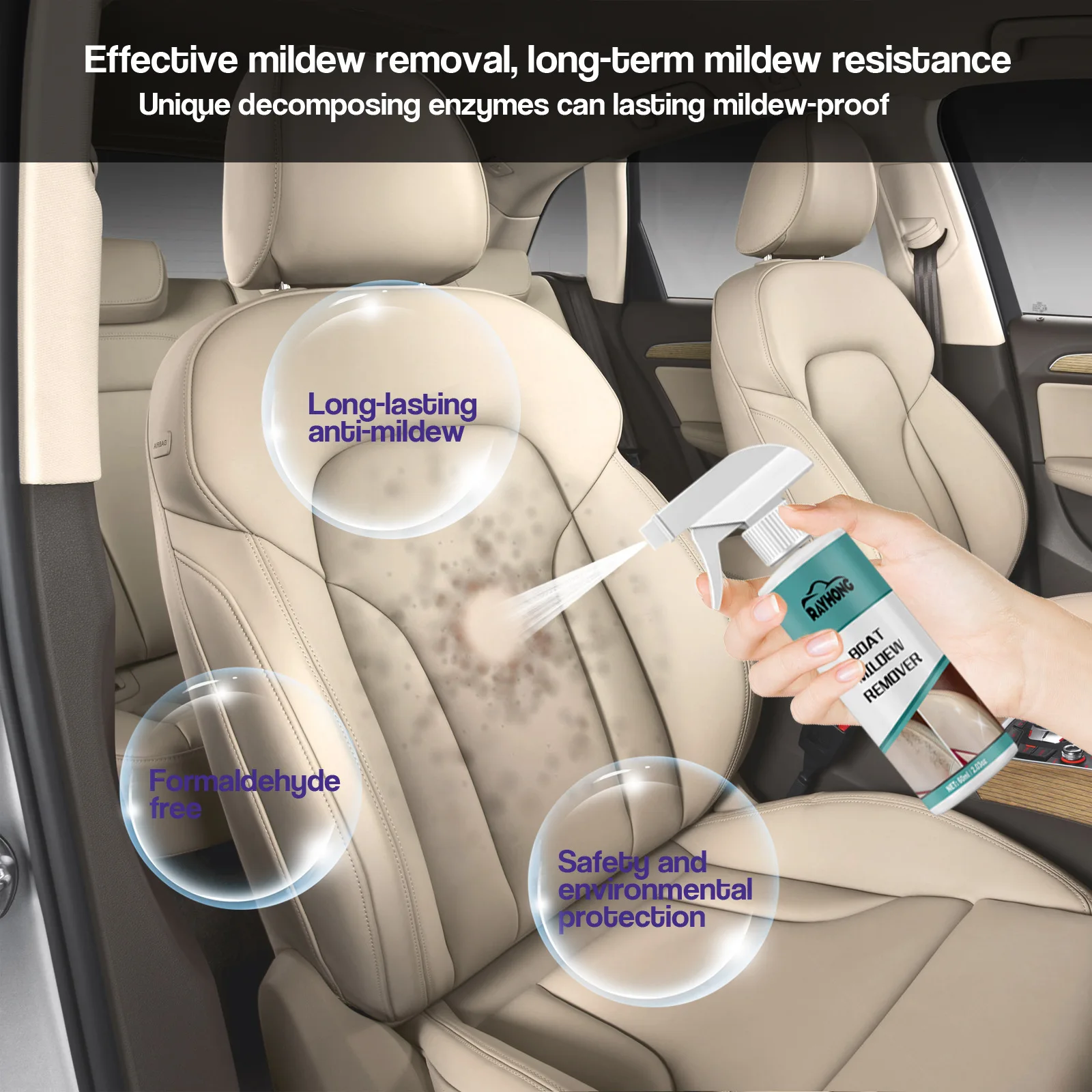 

Car Mildew Remover Multi-Functional Cleaner Fabric Leather Seat Remove Mold Refurbishment Maintenance Agent Automobiles Cleaner