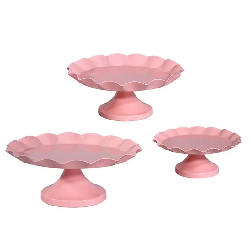 

Cake Plate Wedding Props Iron Cake Round Stand Dessert Snack Rack Tray Table Decoration Pink Fruit Plate Party Wedding Holder