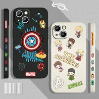 marvel avengers anime cute for apple iphone 13 12 mini 11 pro xs max xr x 8 7 6s se plus liquid left rope phone case cover capa