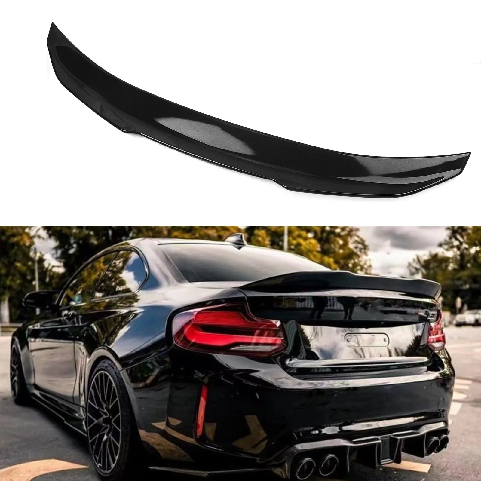 

For BMW 2 Series F22 F87 M2 Coupe 2014-2019 Rear Trunk Lid Spoiler Wing Splitter Lip PSM Style Gloss Black Car Decklid Flap Trim