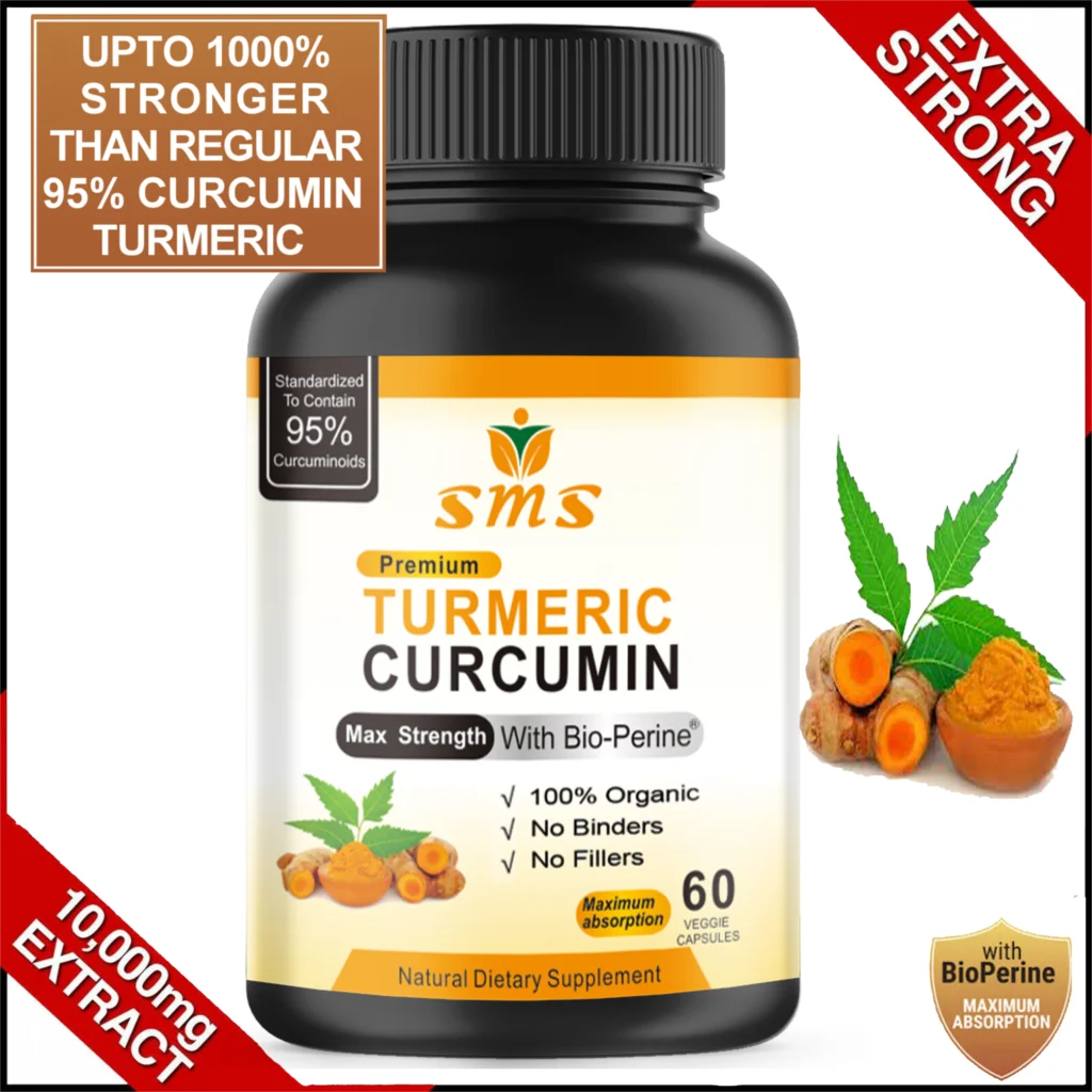 

2 Bottles Turmeric 95% Curcumin 10,000mg Extract Tumeric Black Pepper Joint Comfort Antioxidant Best 60 Caps / Bottle