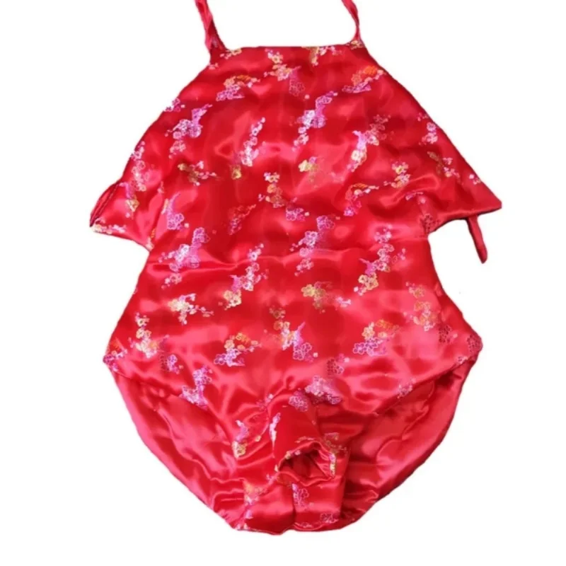 Мужской атласный шелковистый хлопковый комбинезон ручной работы с цветочным