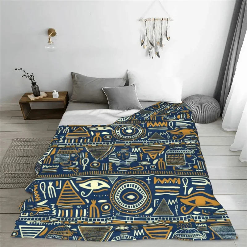 

Ancient Egypt Tribal Blankets Fleece All Season Egyptian Vintage Ethnic Portable Soft Throw Blanket For Bed Couch Rug Piece