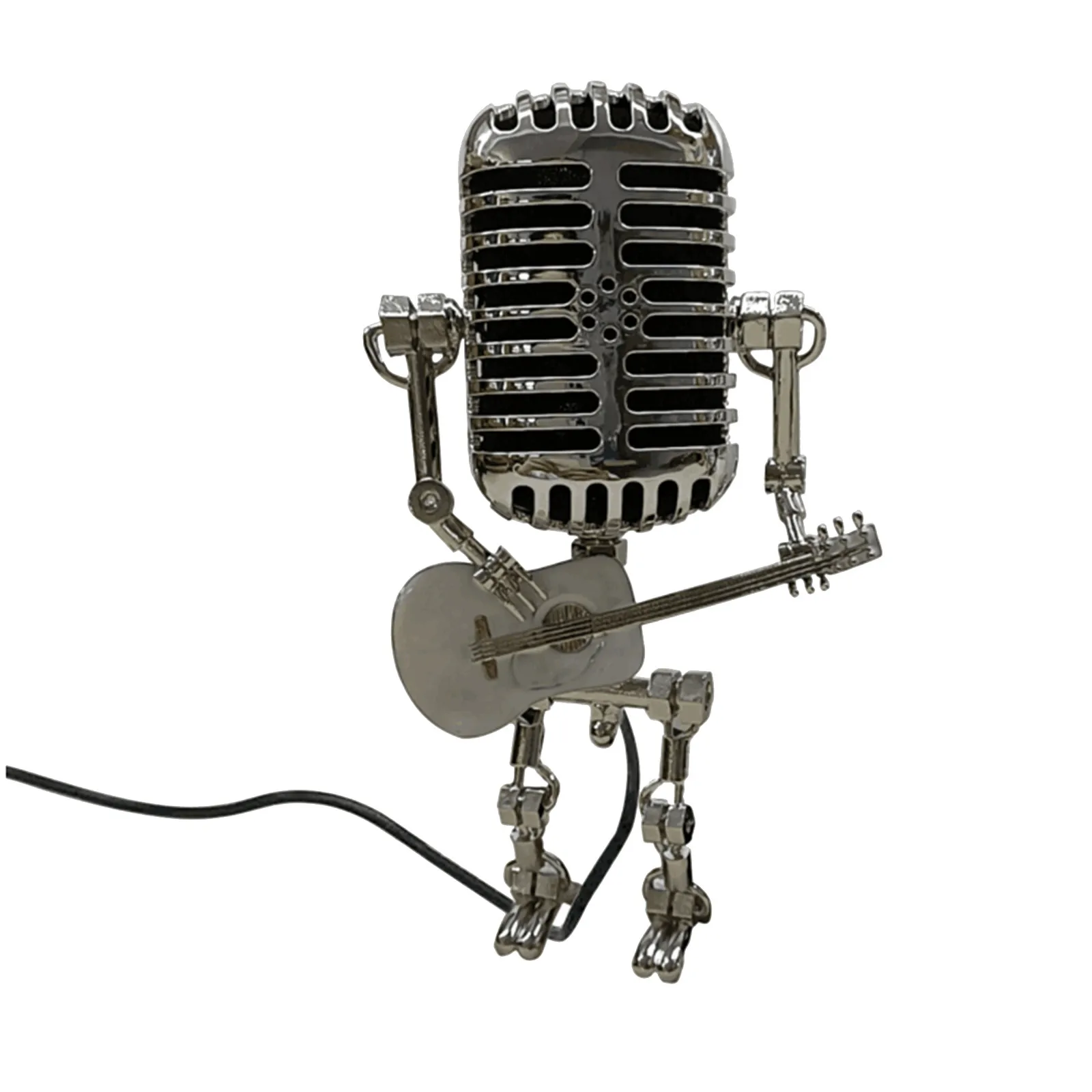 Винтажная настольная лампа в стиле ретро с микрофоном и орнаментом