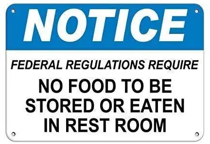 

Настенный декор Художественная печать 8x12 дюймов, федеральные правила: нет еды хранить/еды в комнате отдыха Забавный настенный художественн...