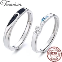 trumium 925 sterling silver memory color drip glaze couple ring gift wave vow silver female resizable rings for women and men