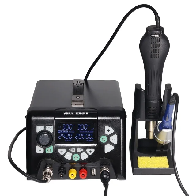 

High Quality Welding Tools 3 In 1 220V YiHua 853D 5A SMD Rework Desoldering Hot Air Gun Soldering Iron Station