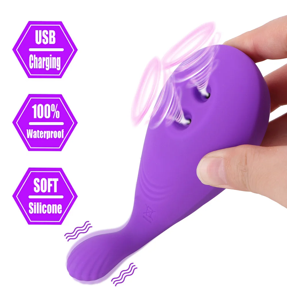 

Clitoris Stimulator G-spot Vibrating Dildo Double Suction Vibrators Sex Toys for Women Whale Shape 8 Vibration 5 sucking
