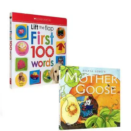 

2Pcs Education Books Scholastic Lift The Flap First 100 Words Sylvia Long's Mother Goose Colouring English Activity Picture Book