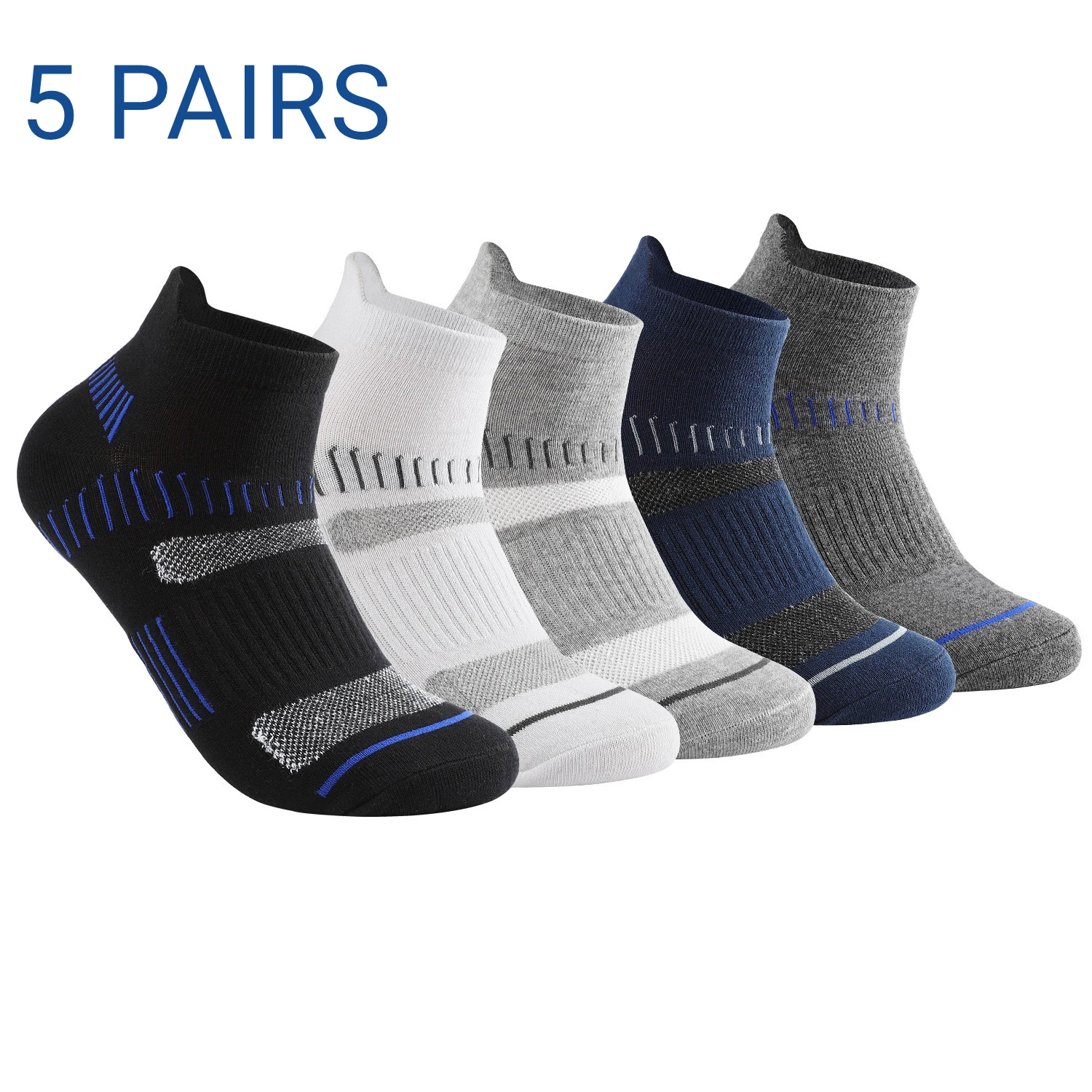 

5 Pairs Men's Short Cotton Sweat-absorbent and Anti-odor Sports Socks Low-cut Shallow Mouth Four Seasons Short Tube High Quality