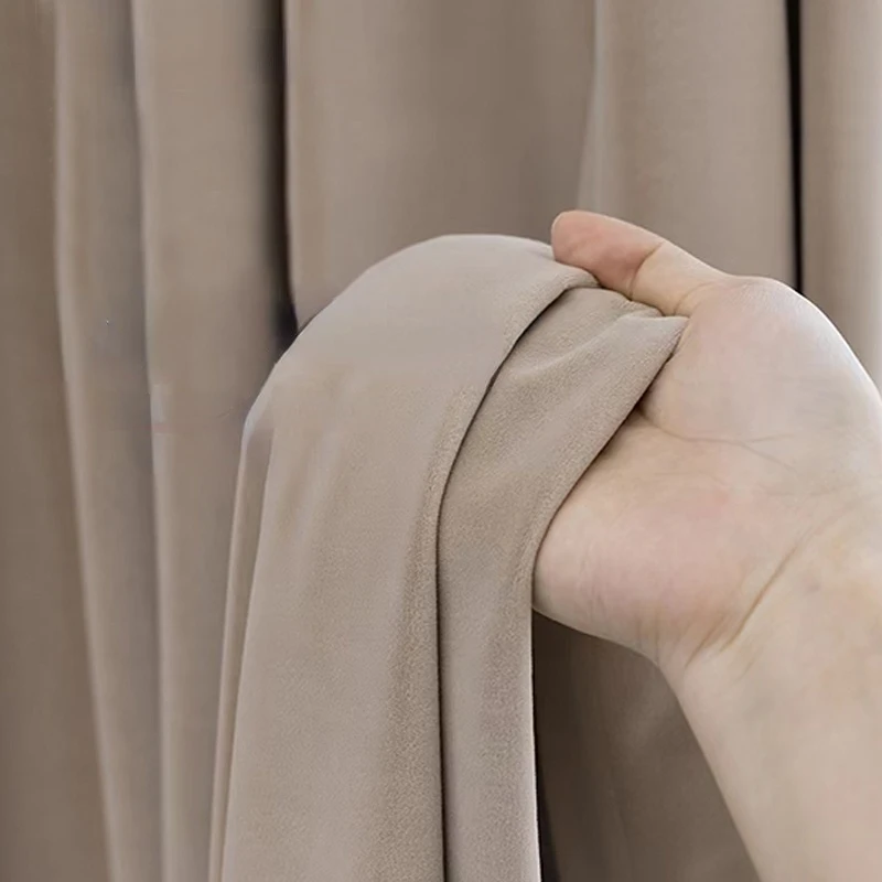 

Blackout Velvet Curtains for Living Dining Room Bedroom French Pure Color Light Luxury Wool Curtains Multi-color Home Custom