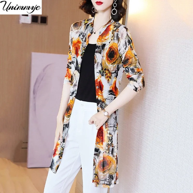 

Summer Sun Protection Women Long Blouses Thin Floral Chiffon Cardigan Long Sleeve Loose Flower Print Blouse Shirts J330