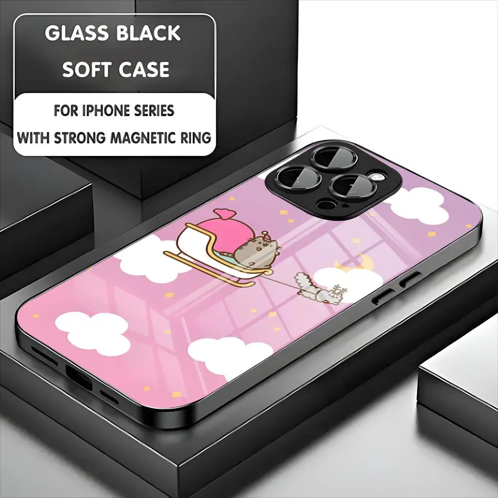 Чехол для телефона с аниме-дизайном P-pusheenes для iPhone 17, 16, 15, 14, 13, 11, 12 Pro Max, Mini, Plus, магнитный, стеклянный (art.: 3920daaedde62) - 3920daaedde62