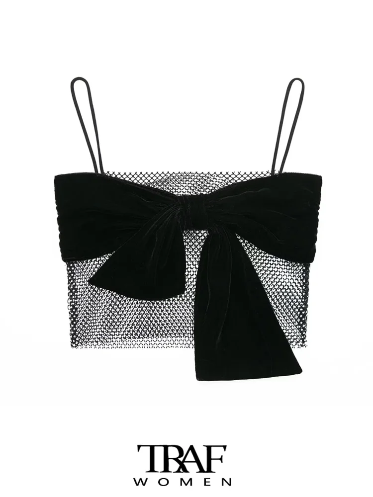 

Кроп-Топ женский с бархатной шнуровкой, на тонких бретельках