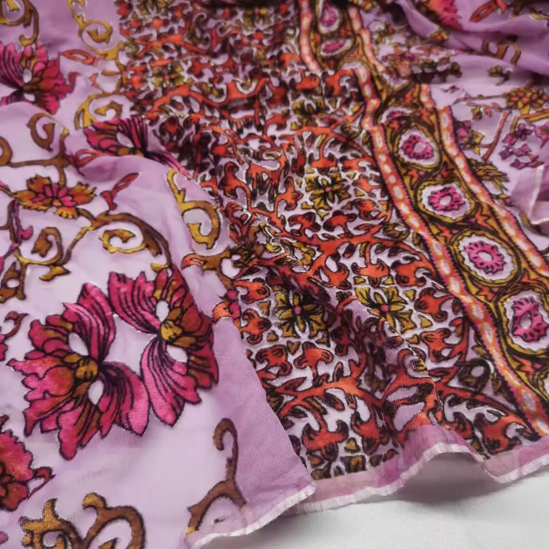 

On Sale Burn-Out Fabric 140cm Width Velvet Dress Flocked Rayon Qualified Shirt