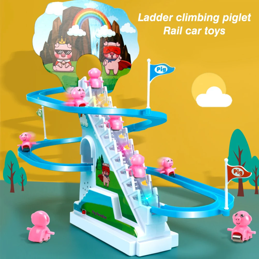 

Baby Toys Electric Duck Track Slide Toys Boys Girls Electric Climbing Stairs Toy LED Lights Musical Slide Toys for Children Kids