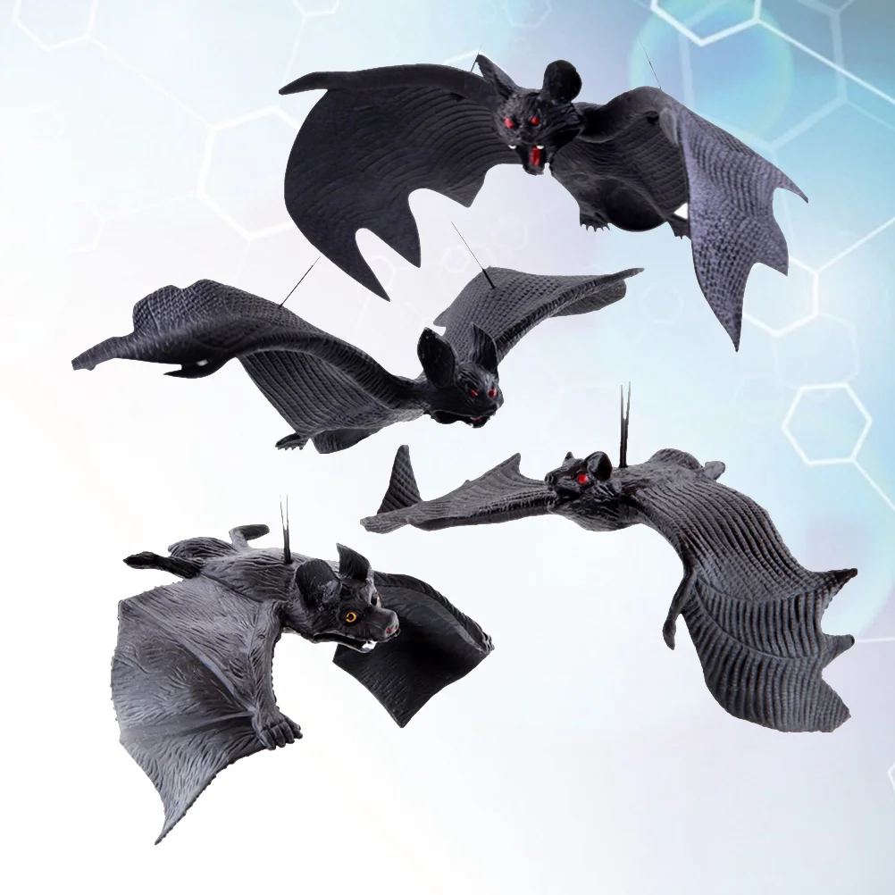 

4pcs Simulation Bat Realistic Spooky Hanging Bats for Party Decoration