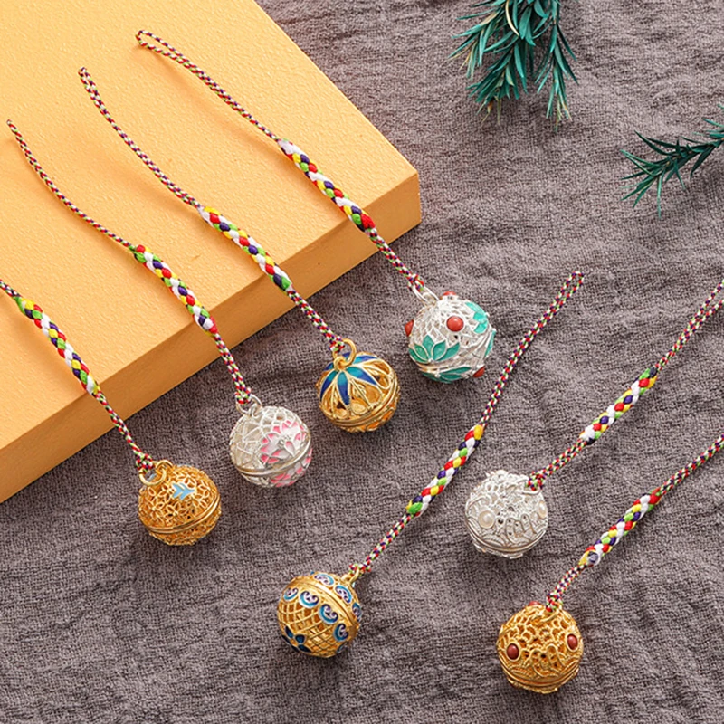 

New Cloisonne Caller Locket Colorful Braided Rope KeyChain Music Ball Aromatherapy Essential Oil Diffuser Trendy KeyRing Jewelry