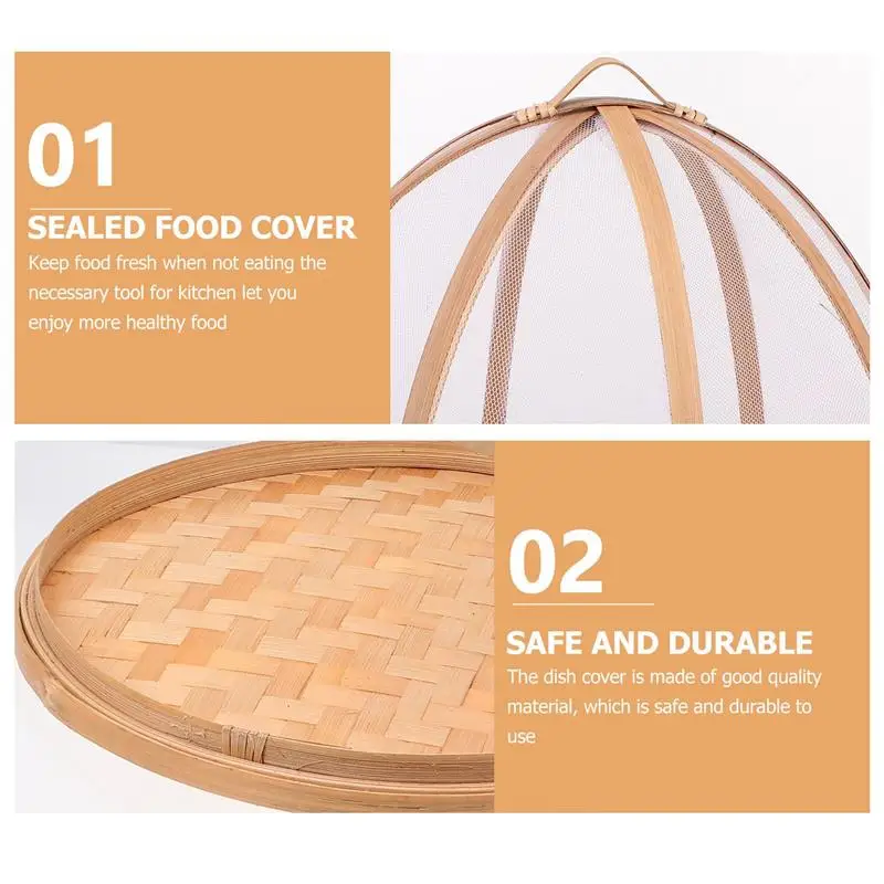 

Mosquito Cover Woven Storage Basket Lid Round Kitchen Food Decorate Dish Tool Bamboo Weaving Practical Tent Toppers for