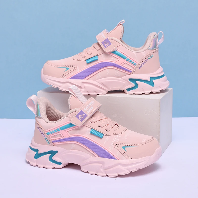 Children Sneakers Girls Sports Shoes Fashion PU Leather Kids Shoes Lightweight Cute Pink Casual Running Tennis Sneakers for Girl