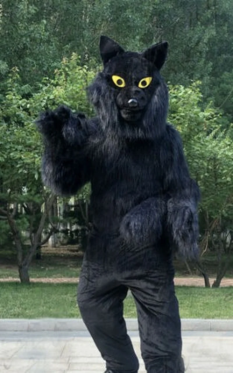 

Длинный мех Хаски волк собака костюм лисы-маскота Fursuit Хэллоуин костюм косплей мультфильм наряды пушистый костюм