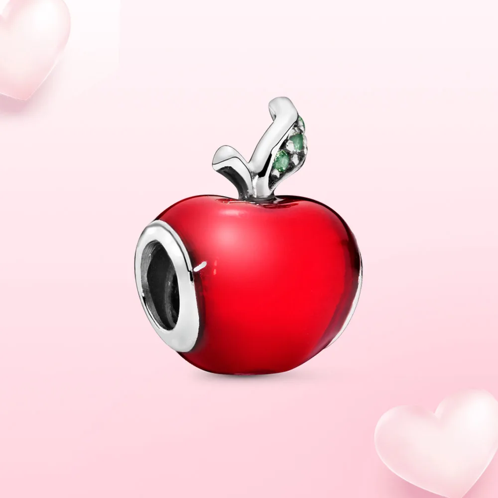 

New silver 925 charm Snow White's Red Apple Charm Bead women jewelry Fit Original Pandora Bracelet fashion gift CHARM JEWELRI