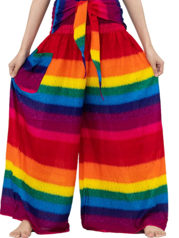 

Women Retro Printed Elastic Waist Wide Leg Pants Summer Casual Loose Commuter Pants Summer Office Commuter Vacation Party Pants