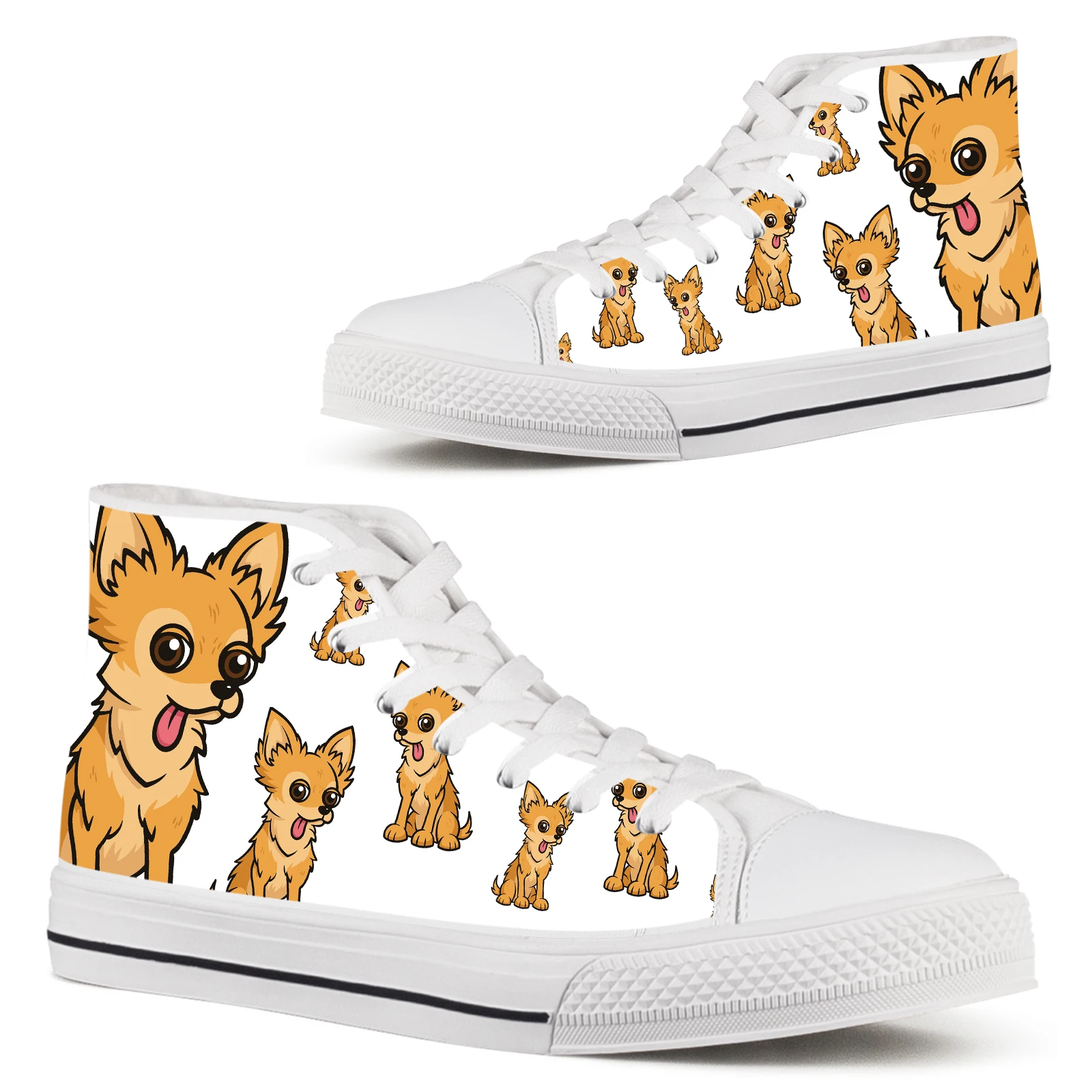 

ELVISWORDS, милая мультяшная Дизайнерская обувь для чихуахуа для девочек, Женская Удобная теннисная обувь на шнуровке для домашних животных, подарок для любителей собак