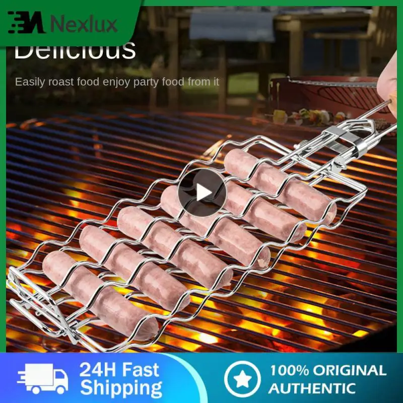 

5/8/10PCS Barbecue Not Easy To Hot Hands Square Sausage Barbecue Net Three-dimensional Space Capacity Comfortable Grip Gridiron