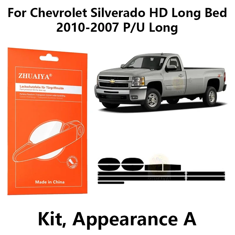 

Защитная пленка на края дверной ручки, защитная пленка для краски из ТПУ для Chevrolet Silverado HD, длинная фотопленка/U, длинная